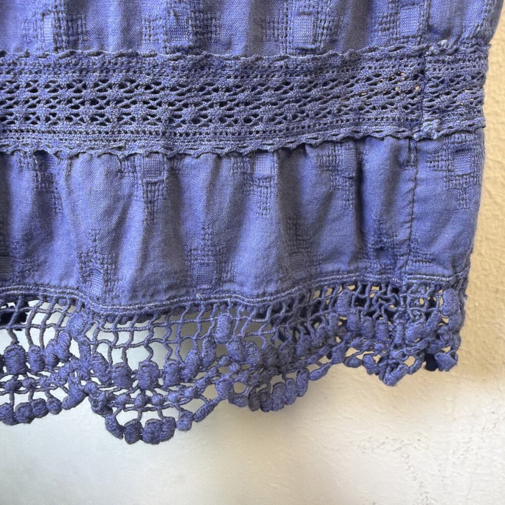 Sundance mini bohemian large Dress Blue lined vacation tiered embordered western - Picture 4 of 15